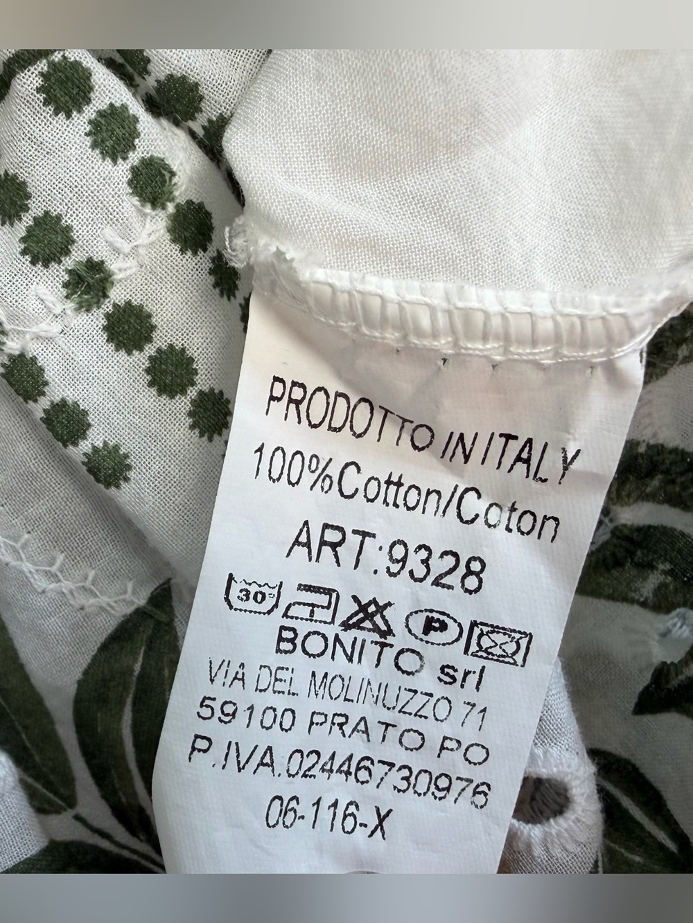 Made in Italy Floral Eyelet Midi Dress Green Botanical Cottagecore Boho Prairie - Picture 4 of 7